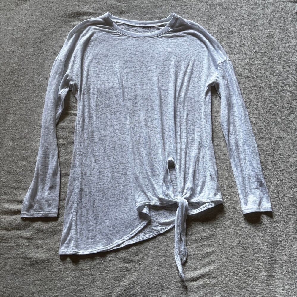 Lululemon White Side Tie Asymmetrical Long Sleeve Top